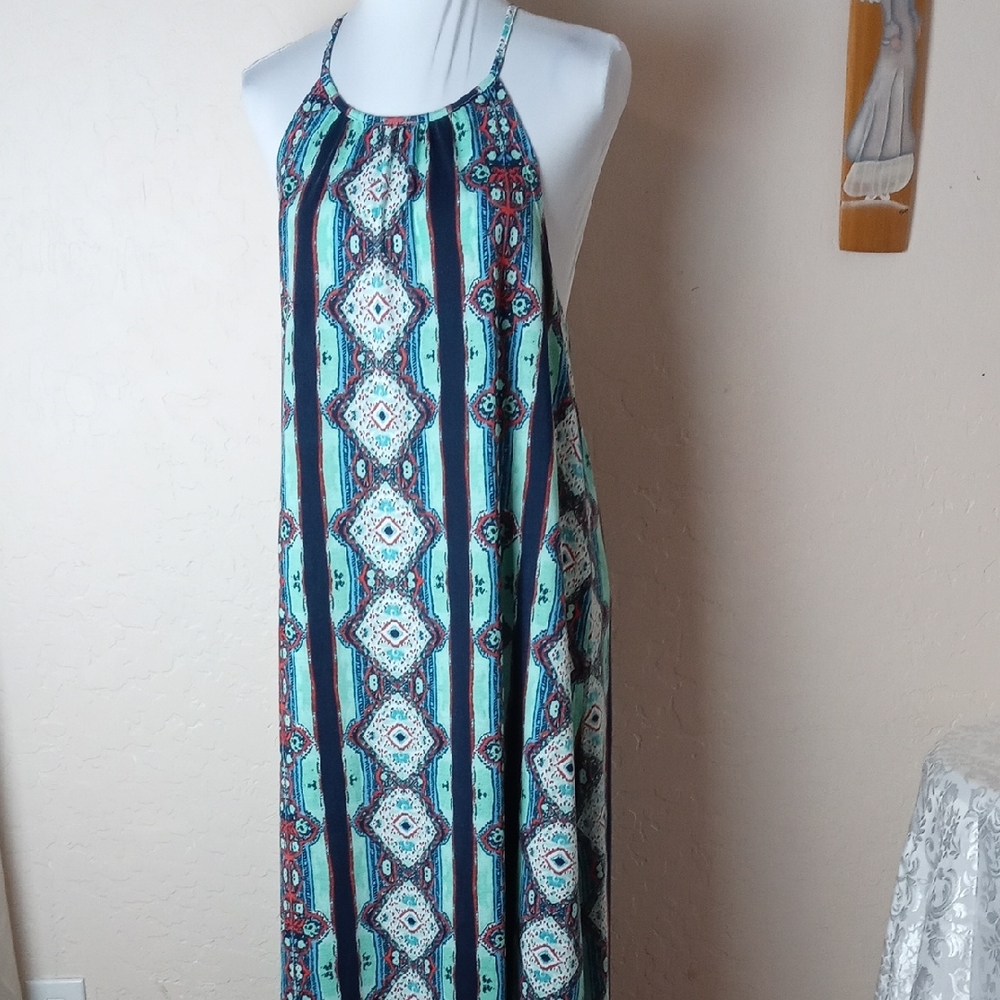 Southern Breeze Sleeveless Mint Green Printed Maxi Dress